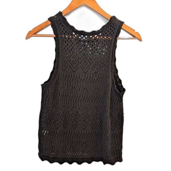 Gap	| 100% Cotton Crochet Halter Tank Top Sweater Black Sleeveless | Size Small - Picture 9 of 12
